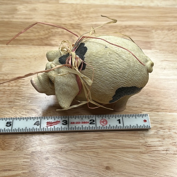 Pete Apsit 1992 Black & White Spotted Pig figurine W/ Glass Eyes - Picture 7 of 10